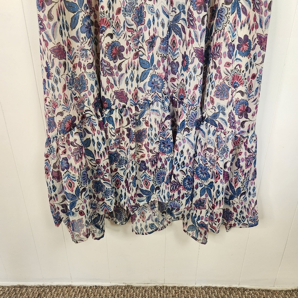 Dex Plus Gracie Contrast Trim Midi Boho Dress Purple Long Sleeve Size 1X Smocked - Picture 5 of 13
